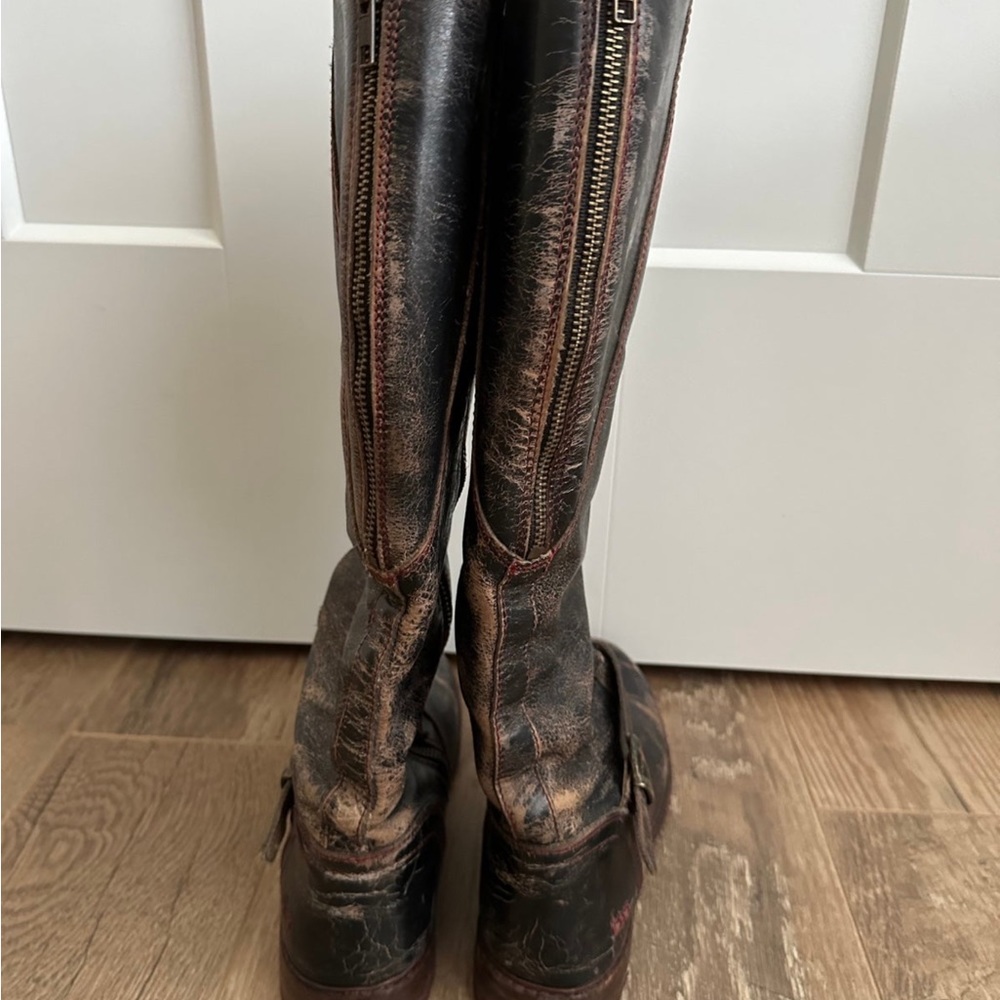 Bed Stu Distressed Black and Brown Leather Boots - Picture 6 of 10